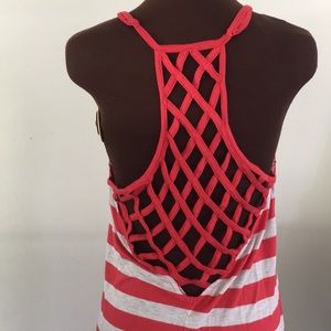 Red striped Maxi Dress with Racerback Detail